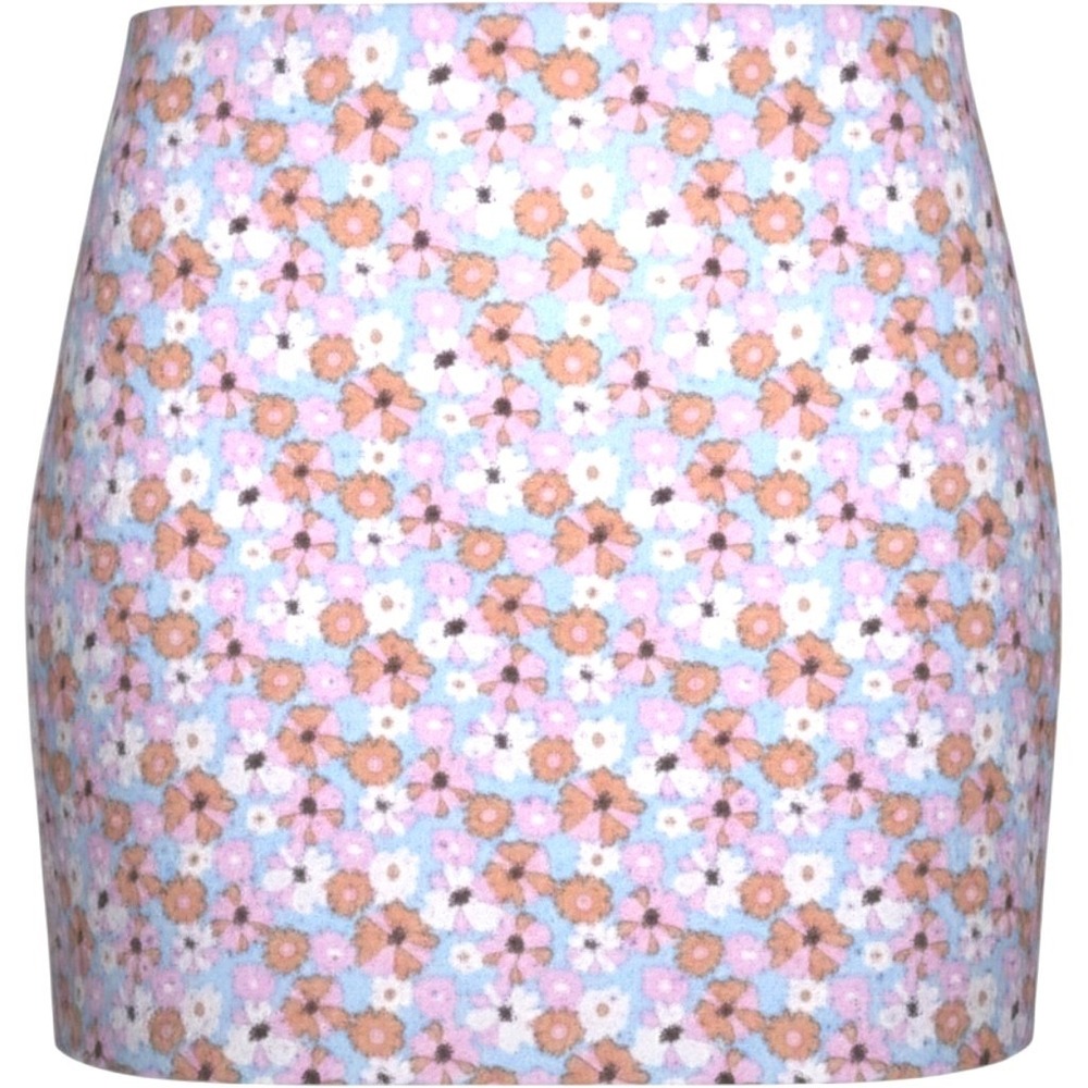Altar'd‎ State Floral Mini Skirt Blue Pink Orange Jacquard Lined Size L